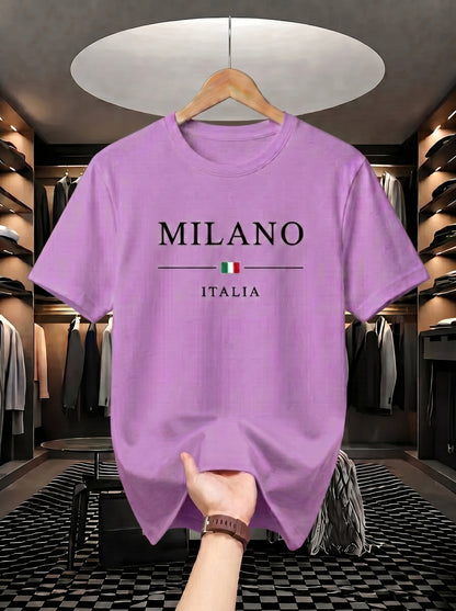 Evenway Men's Milano Italia Printed Oversized T-Shirt | Premium Cotton Casual Graphic Tee