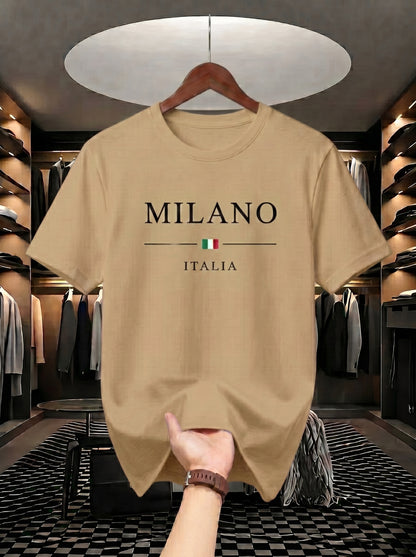 Evenway Men's Milano Italia Printed Oversized T-Shirt | Premium Cotton Casual Graphic Tee