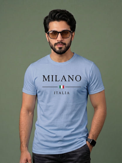 Evenway Men's Milano Italia Printed Oversized T-Shirt | Premium Cotton Casual Graphic Tee