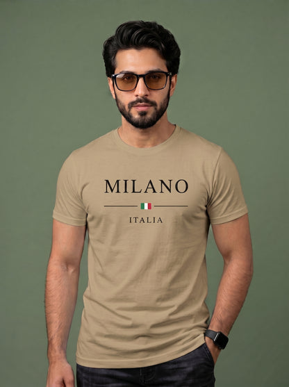 Evenway Men's Milano Italia Printed Oversized T-Shirt | Premium Cotton Casual Graphic Tee