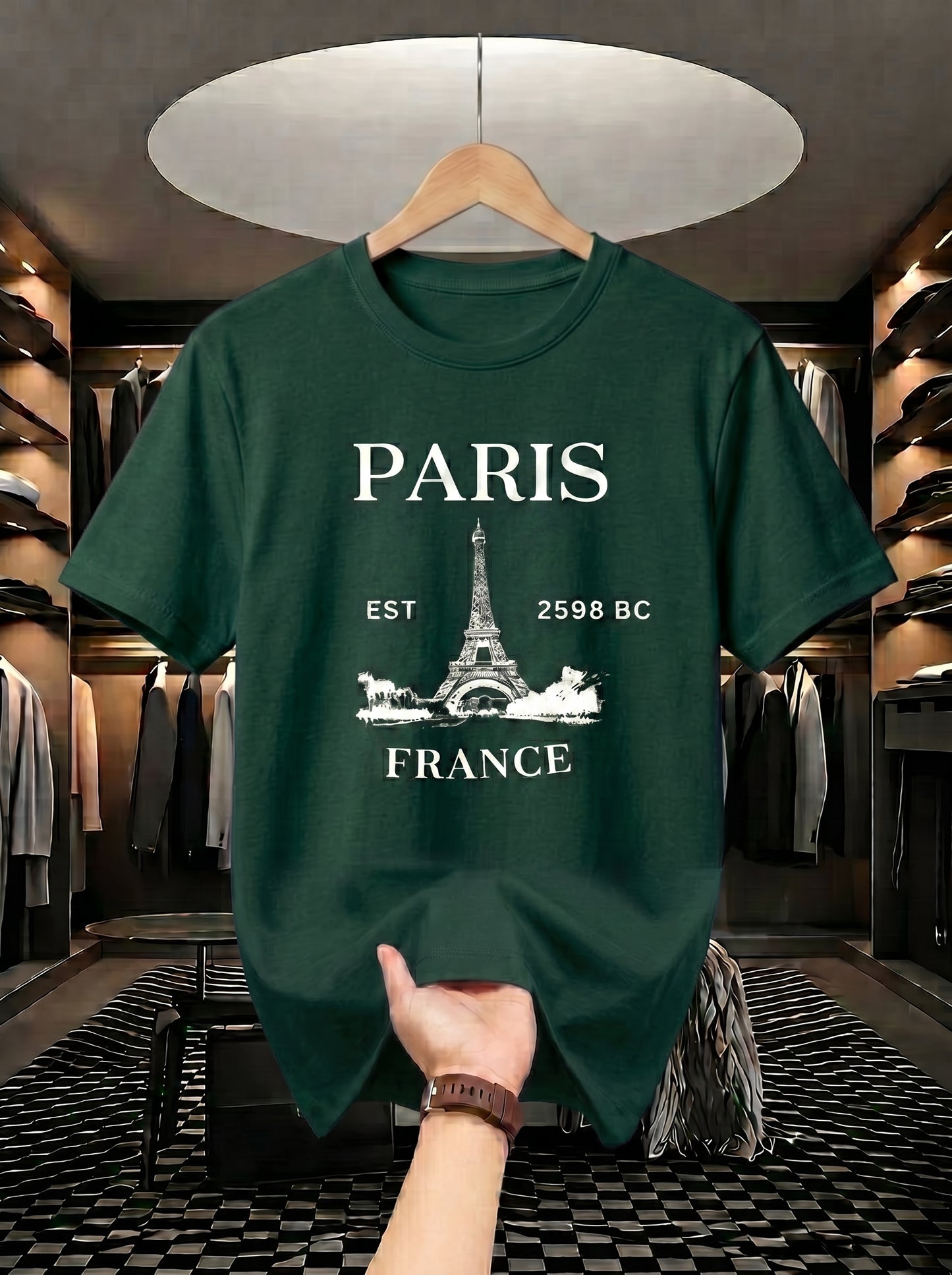 Evenway Men's Paris France Graphic Printed Oversized T-Shirt | Premium Cotton Casual Tee