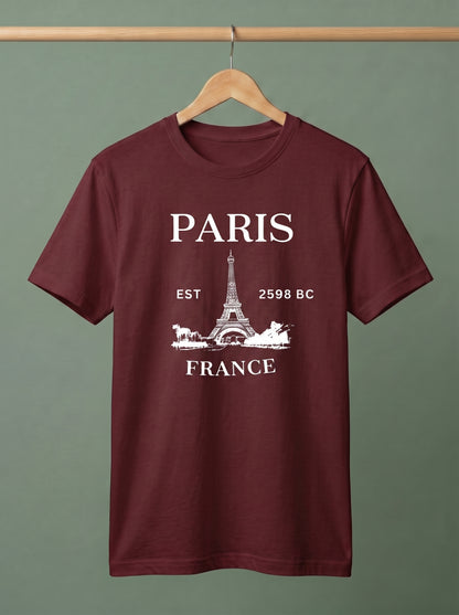 Evenway Men's Paris France Graphic Printed Oversized T-Shirt | Premium Cotton Casual Tee