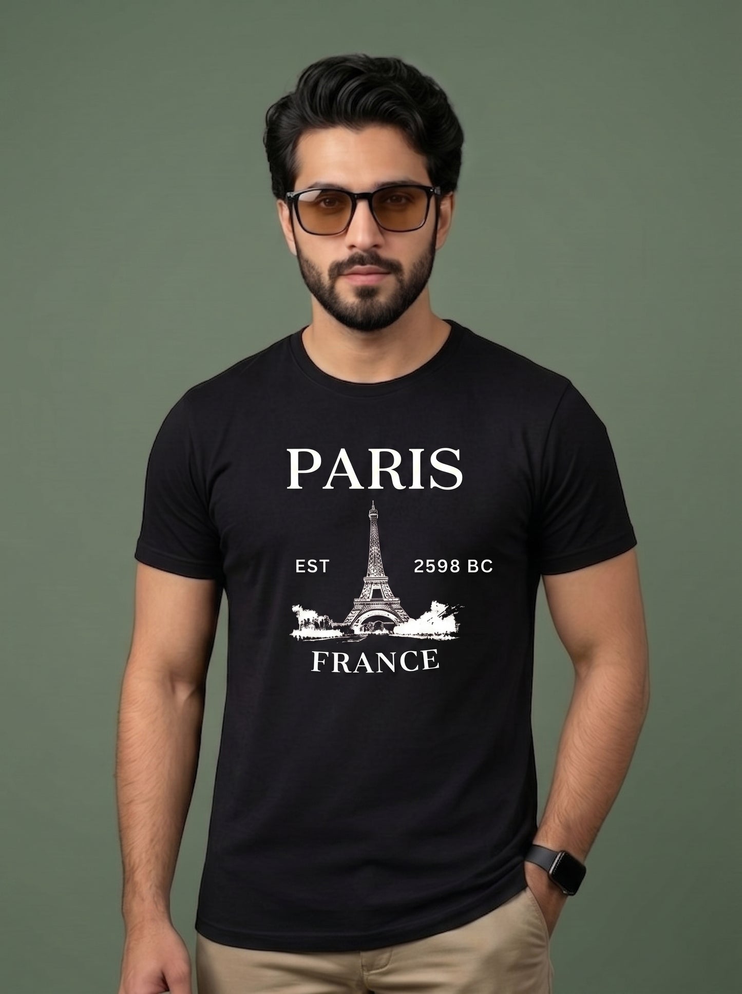 Evenway Men's Paris France Graphic Printed Oversized T-Shirt | Premium Cotton Casual Tee