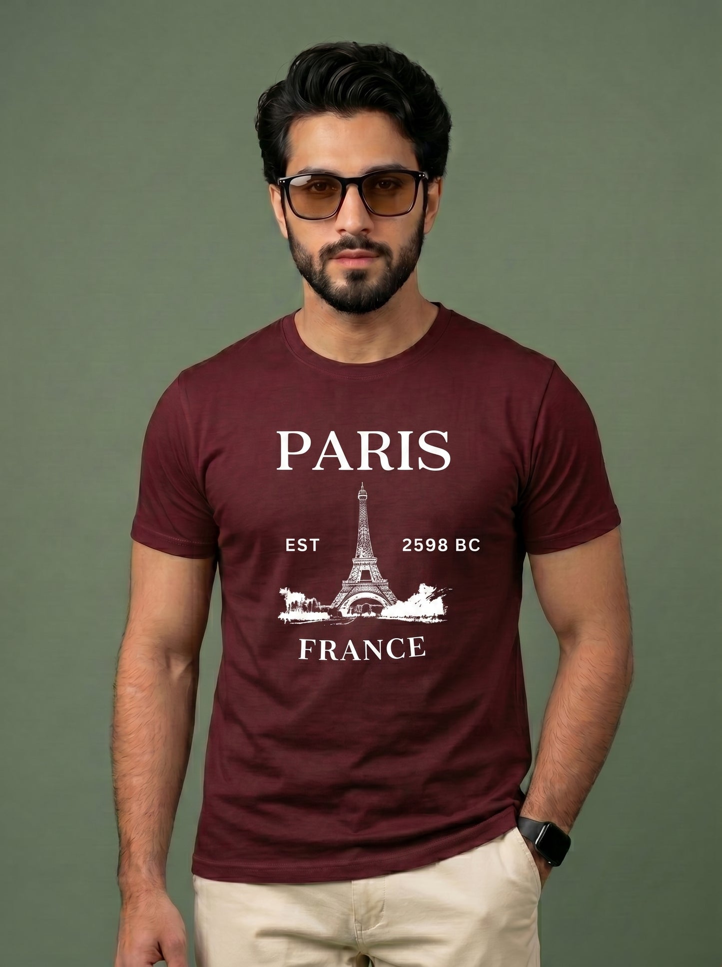 Evenway Men's Paris France Graphic Printed Oversized T-Shirt | Premium Cotton Casual Tee