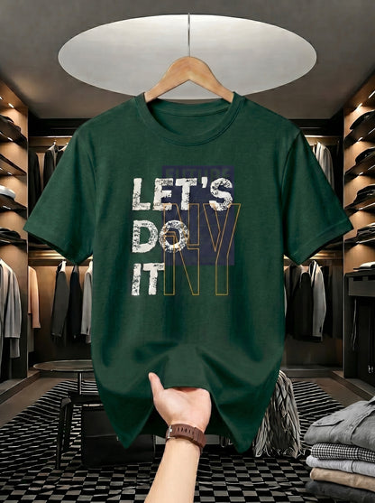 "Men's 'Let's Do It' Graphic Printed Cotton T-Shirt"