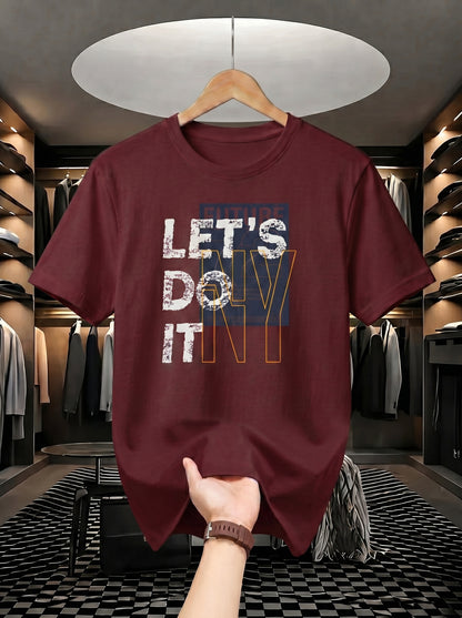 "Men's 'Let's Do It' Graphic Printed Cotton T-Shirt"