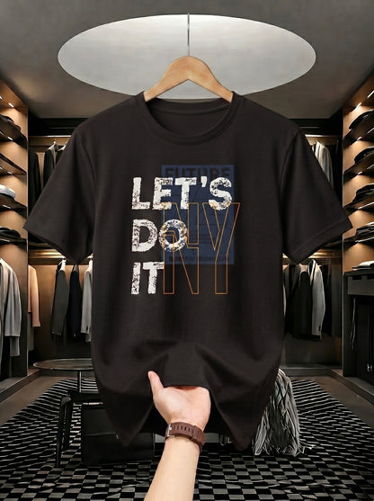 "Men's 'Let's Do It' Graphic Printed Cotton T-Shirt"