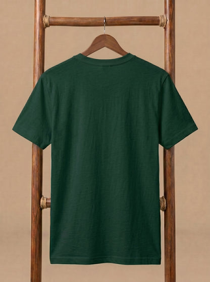 Premium Men's Dark Green Crewneck Tee - Soft Cotton