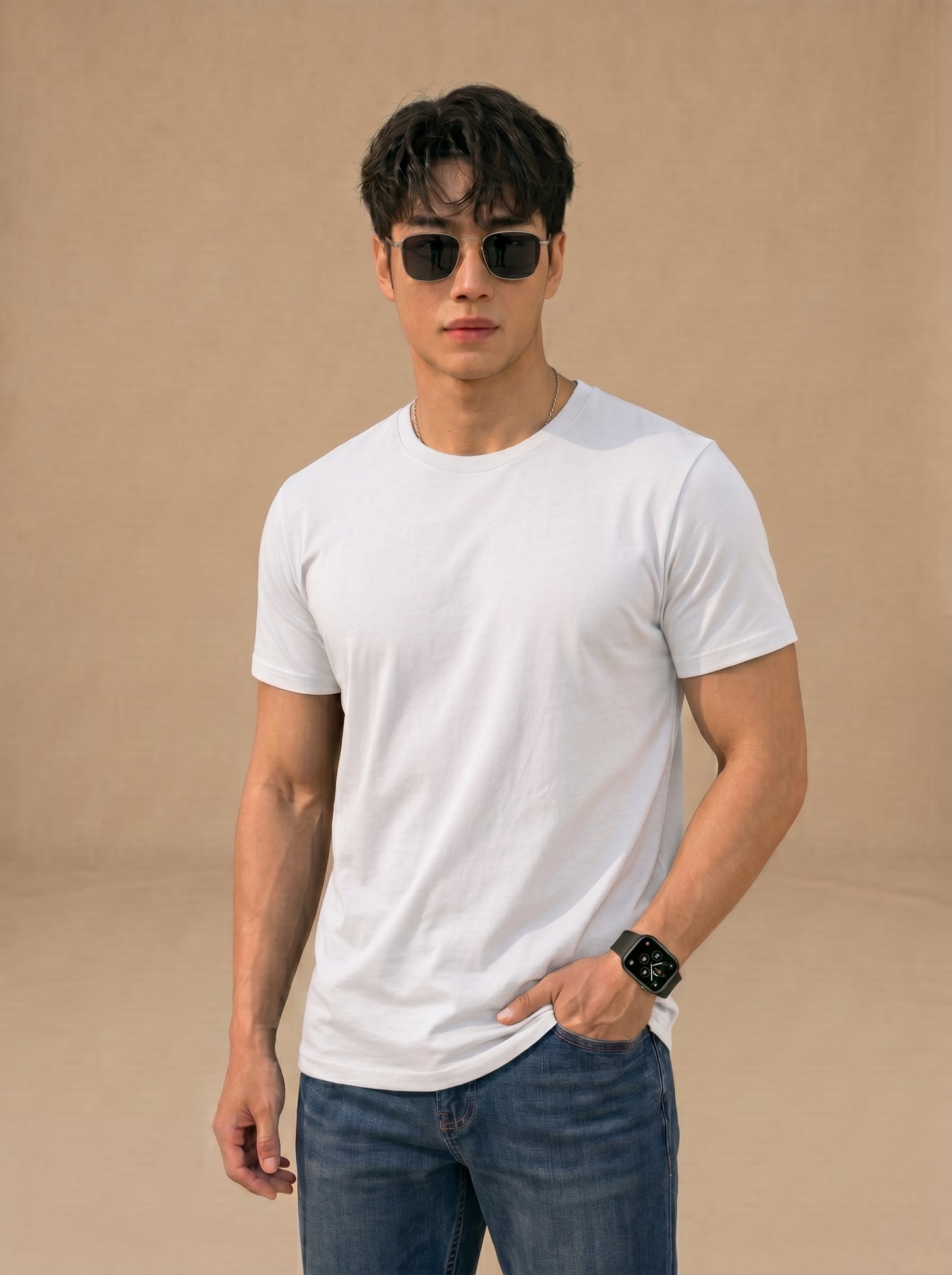 Essential Men's White Crewneck Tee - Premium Cotton