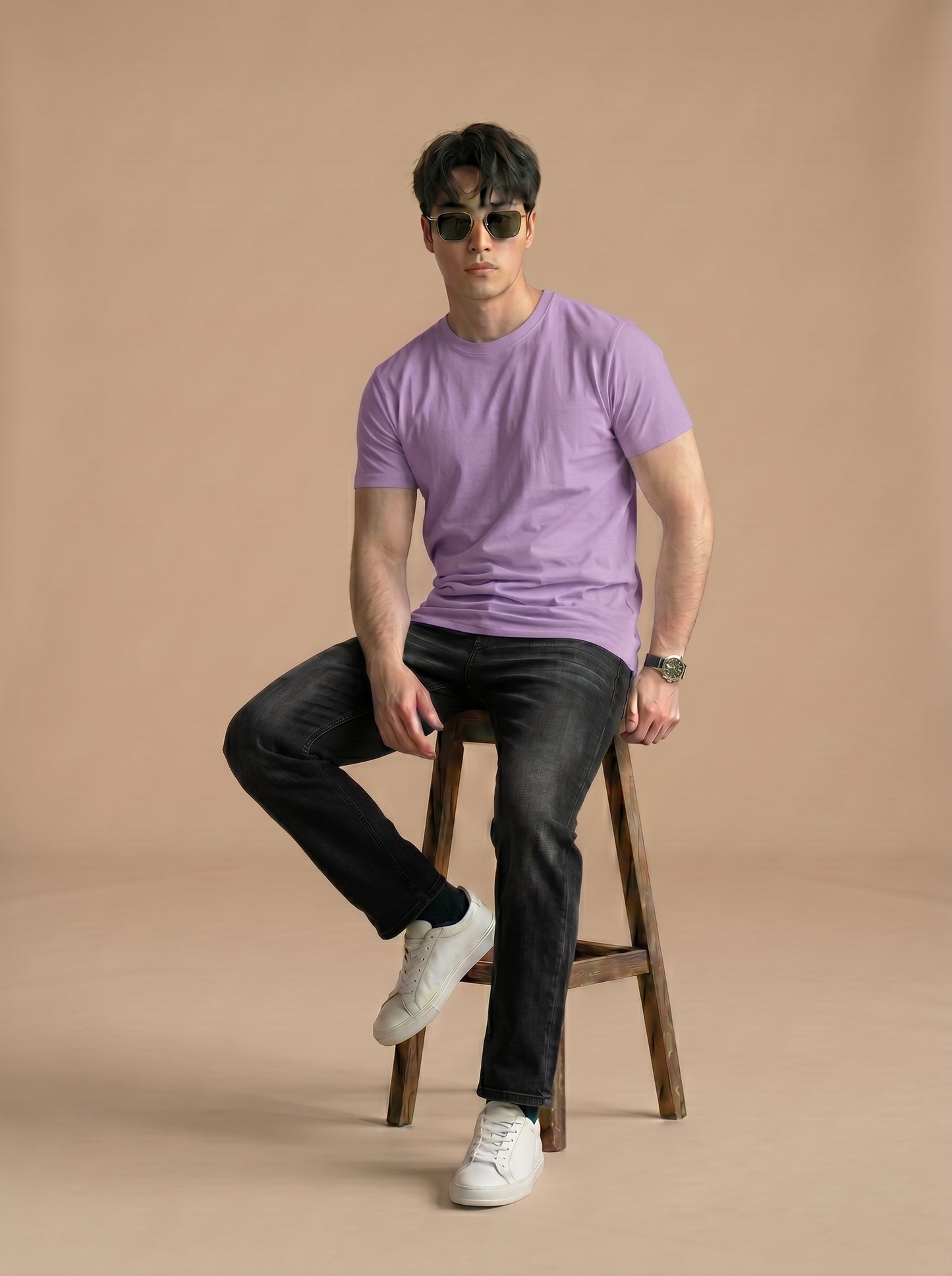 Essential Men's Lavender Crewneck Tee - Soft Cotton